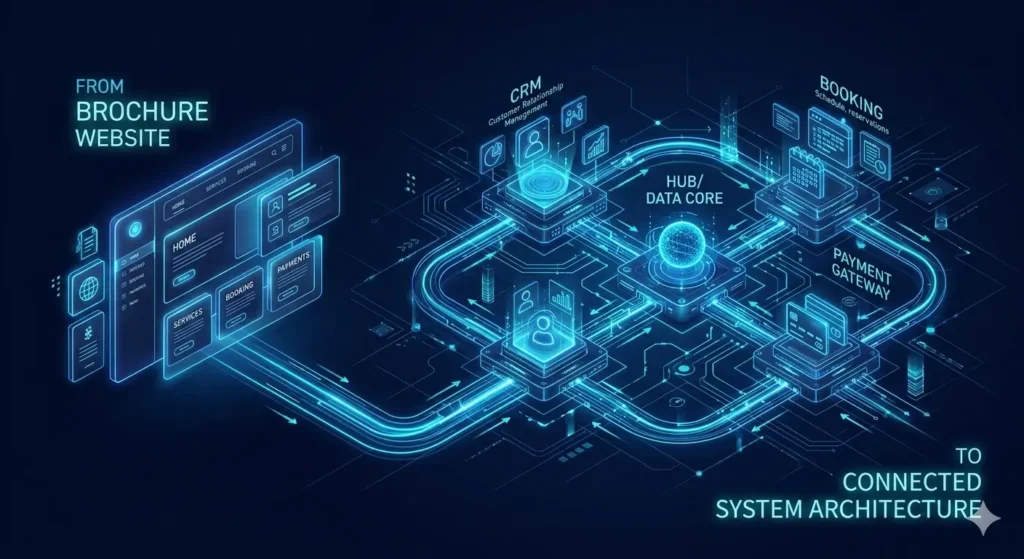 transition from brochure website to connected system architecture