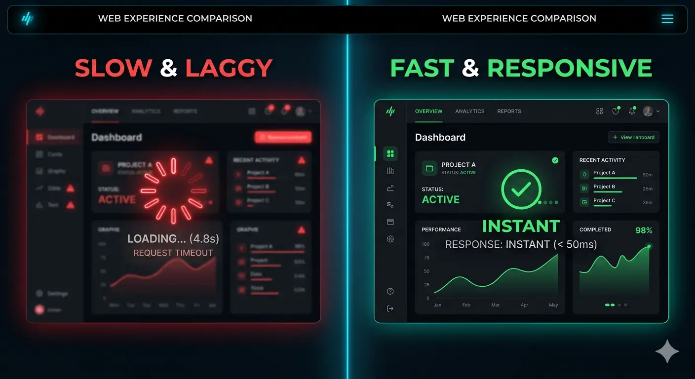 slow website impact comparison between slow and fast website performance