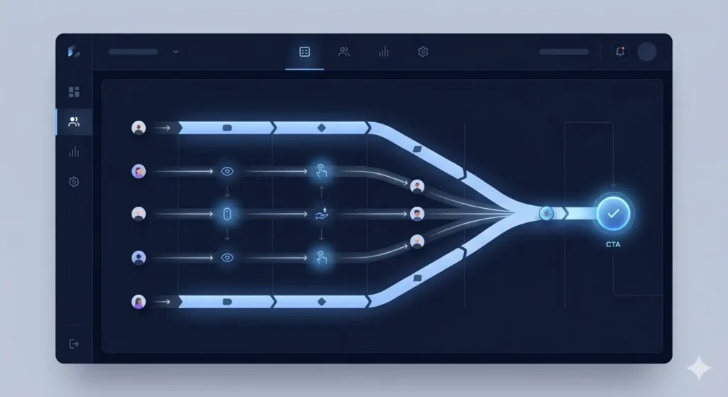 website conversion system showing structured user journey leading to a clear call to action
