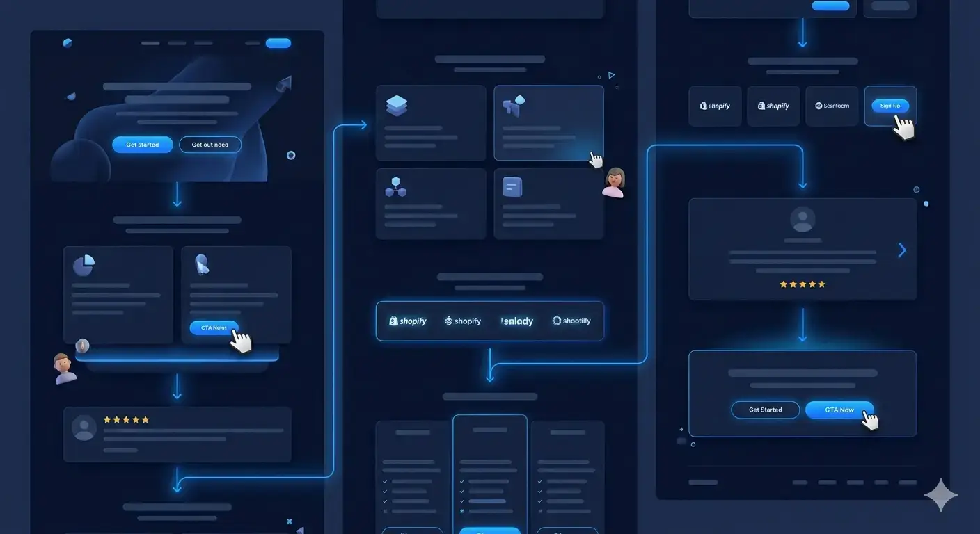 conversion psychology website hero visual showing trust and decision flow