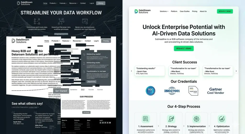 Comparison of weak and strong visual hierarchy for trust signals
