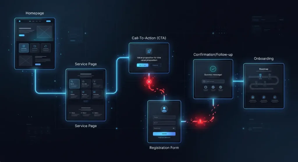 broken conversion flow diagram