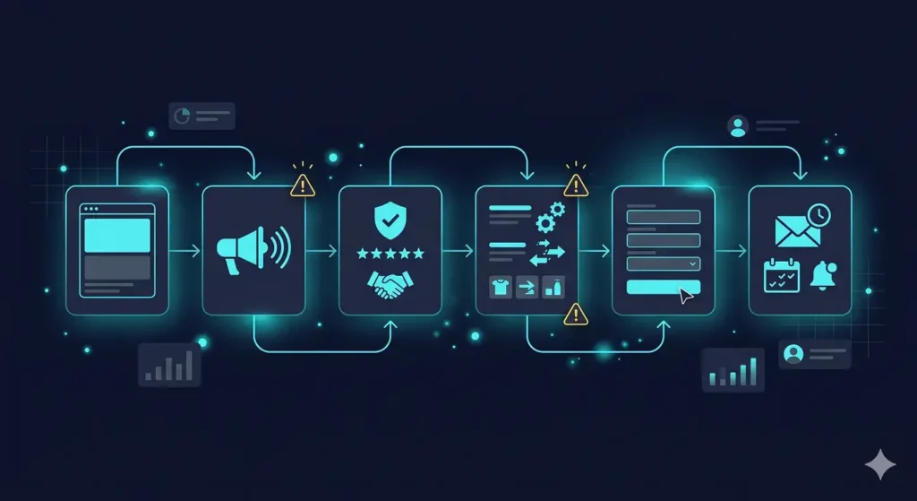 Customer decision flow with conversion breakpoints