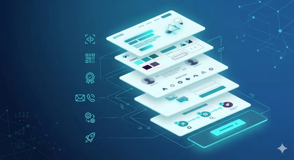 website trust signals layered across a service website