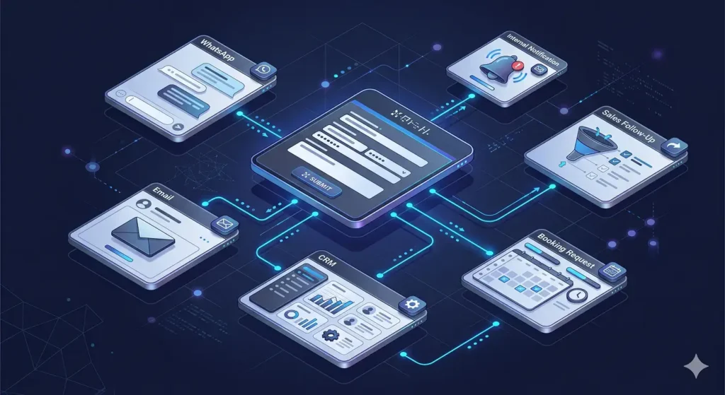 Lead flow automation connecting website forms with CRM and follow-up
