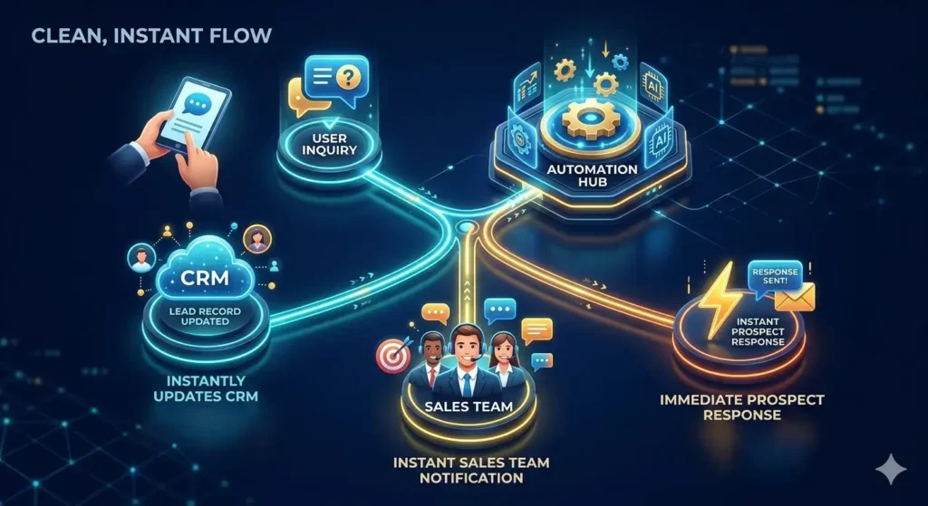 Diagram showing how automated lead routing improves sales efficiency.